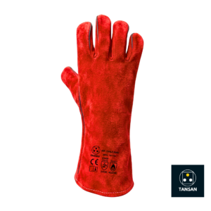 gants de soudage cuir CHALEUR662 TANSAN rouges anti chaleur