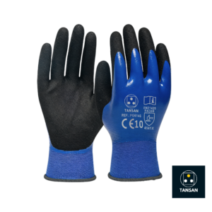 gant travail nitrile double enduction bleu noir TANSAN manutention